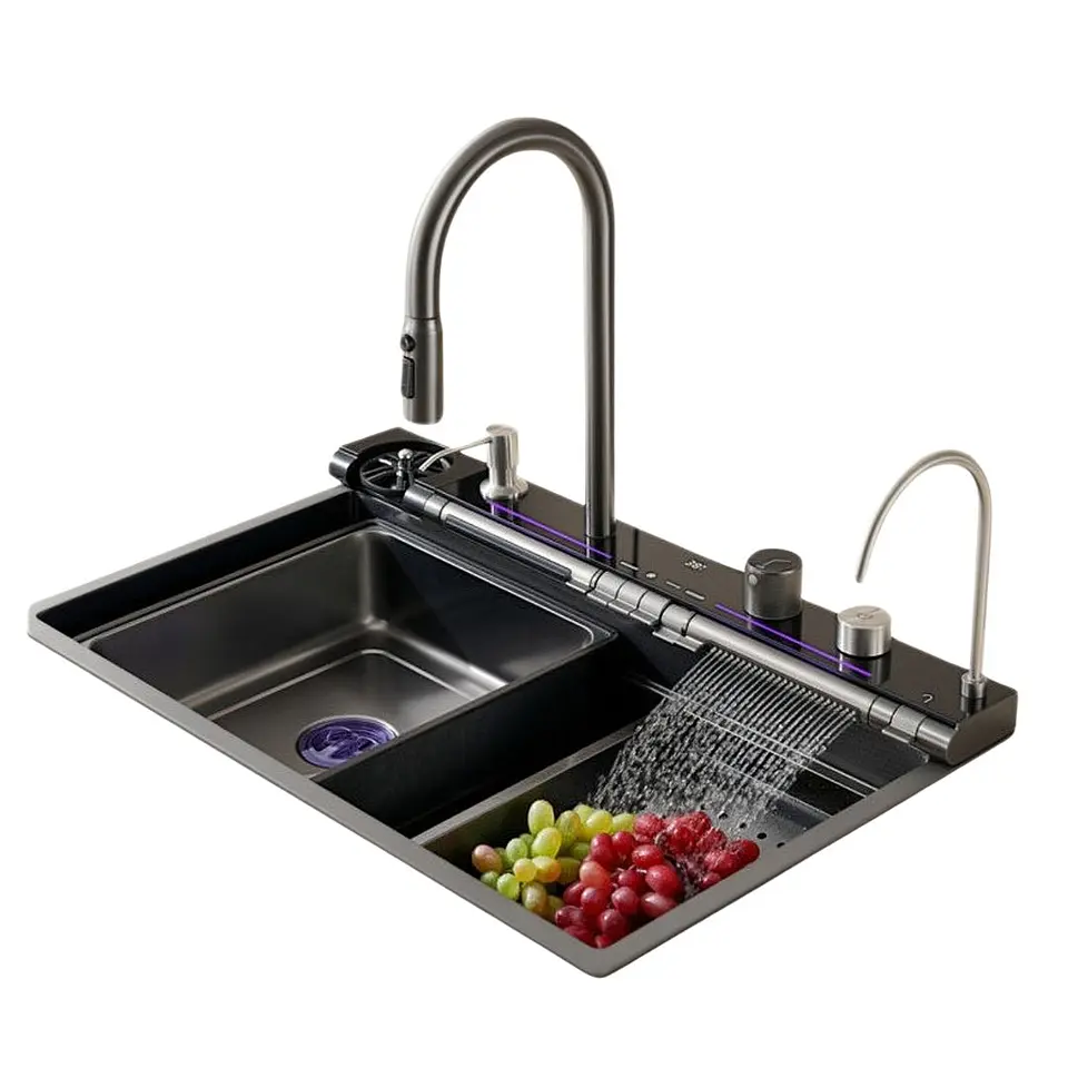 Lavadero Multifuncional de Lujo Nano Negro 7 Teclas con Accesorios Premium 1