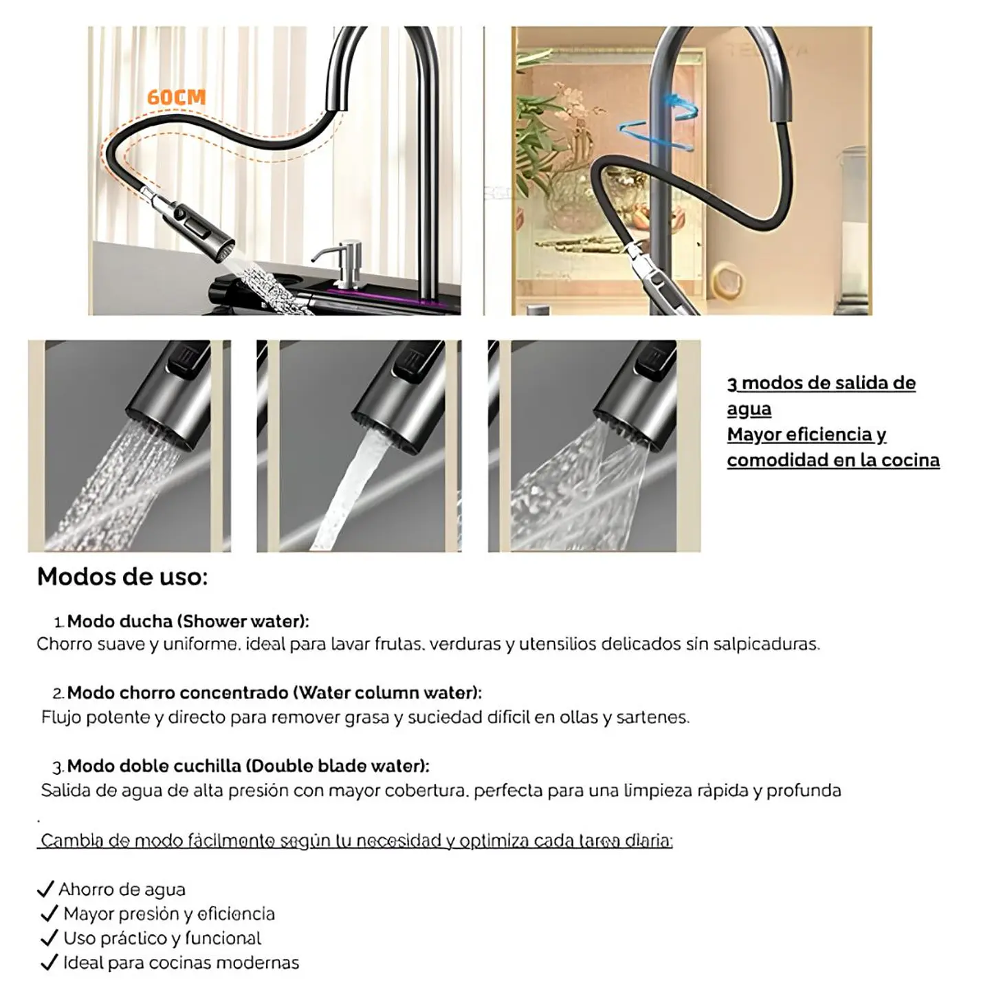 Lavadero Multifuncional de Lujo Nano Negro 7 Teclas con Accesorios Premium 6