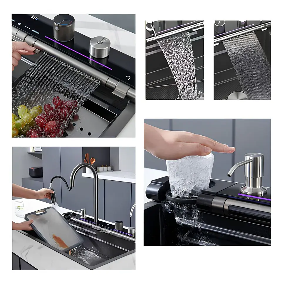 Lavadero Multifuncional de Lujo Nano Negro 7 Teclas con Accesorios Premium 4