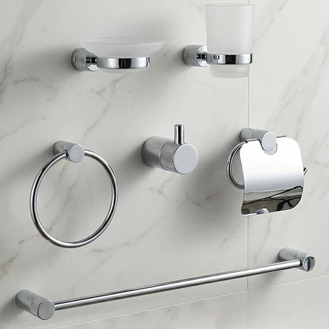 Kit de Baño Elegante 6 Piezas en Acero Cromado 304