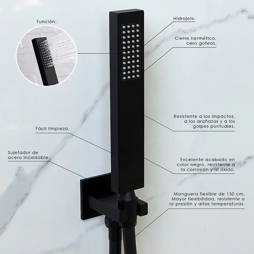 Mezcladora Empotrada para Ducha Negro Mate 5