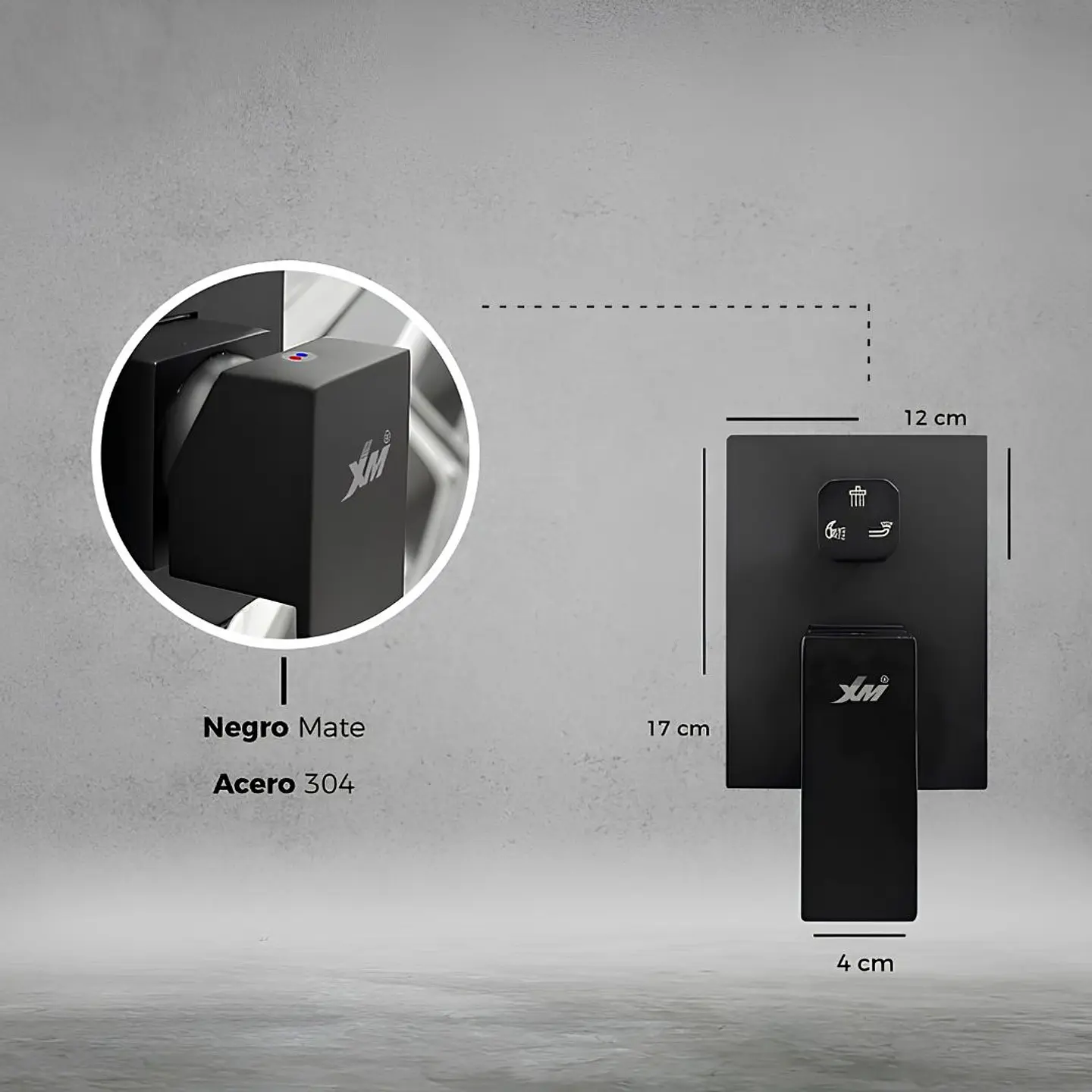 Mezcladora Empotrada para Ducha Negro Mate 9