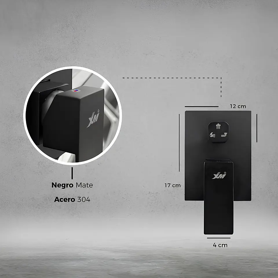 Mezcladora Empotrada para Ducha Negro Mate 9