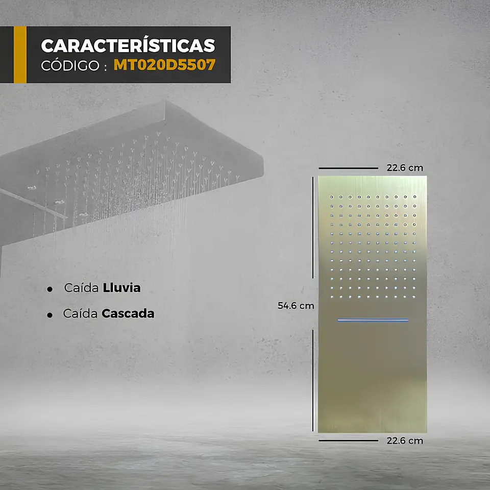 Mezcladora Empotrada para Ducha Dorada 3