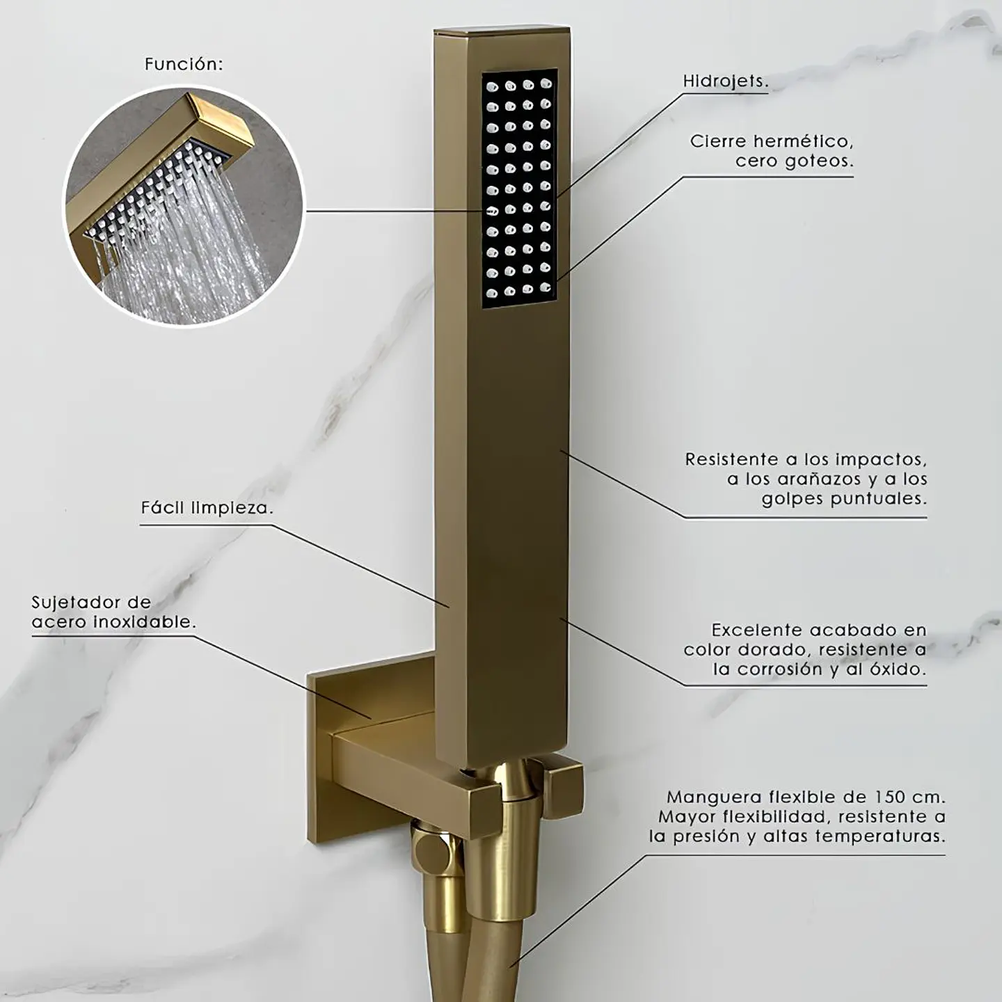 Mezcladora Empotrada para Ducha Dorada 8
