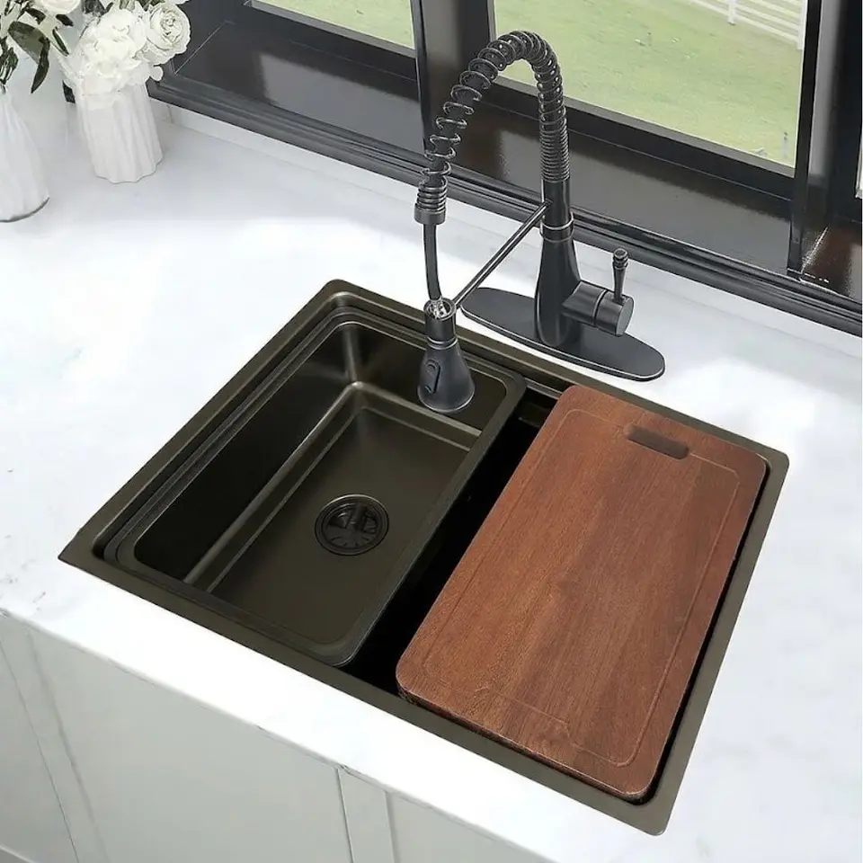 Lavadero de Cocina de Acero Inoxidable Negro 4