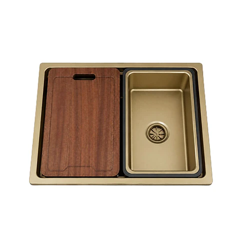  Lavadero de Cocina de Acero Inoxidable con Escurridor Dorado
