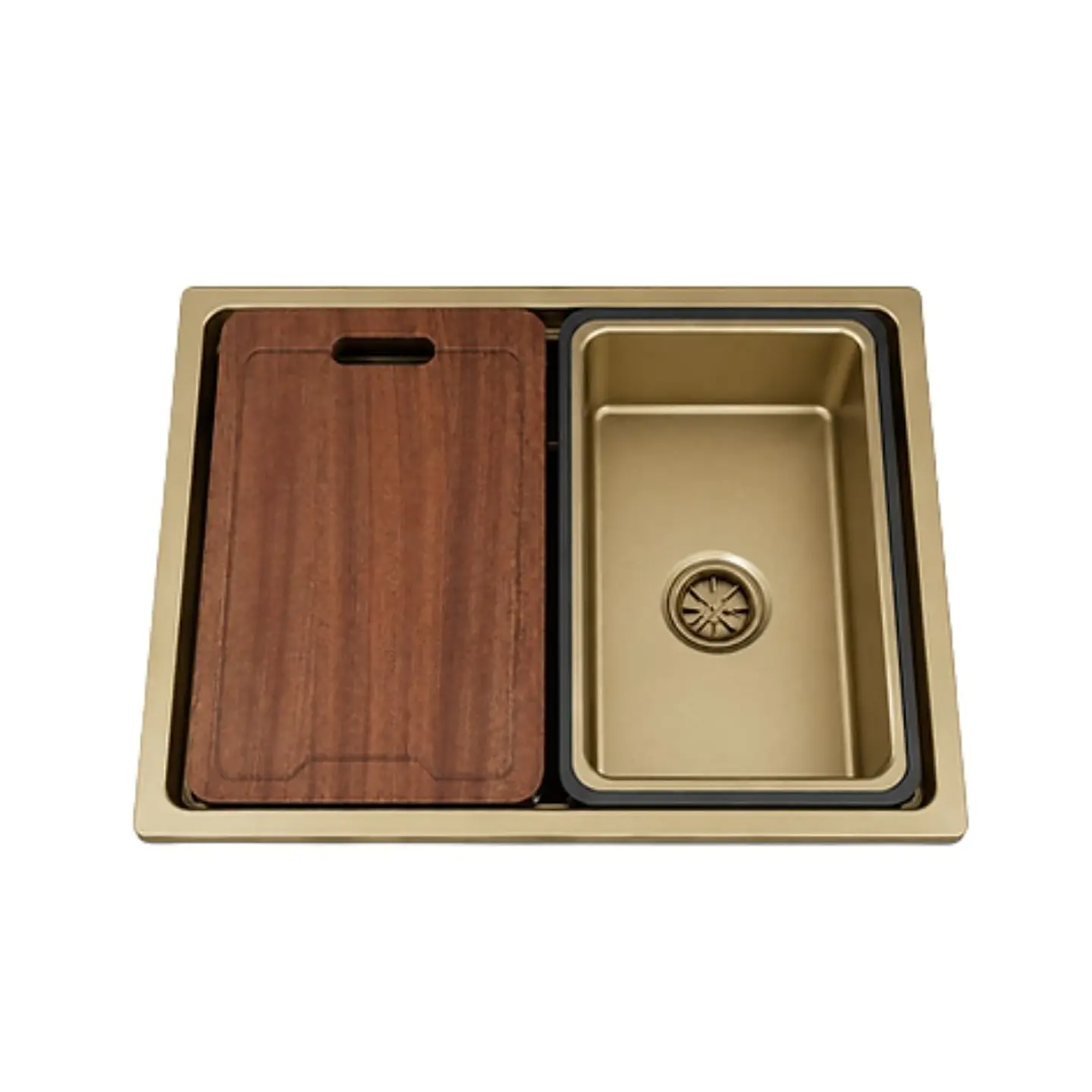  Lavadero de Cocina de Acero Inoxidable con Escurridor Dorado 1