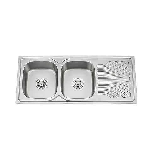 Lavaplatos de Cocina Premium Acero Inoxidable Doble Poza con Escurridor Lateral