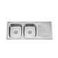 Lavaplatos de Cocina Premium Acero Inoxidable Doble Poza con Escurridor Lateral - Miniatura 1