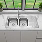 Lavaplatos de Cocina Premium Acero Inoxidable Doble Poza con Escurridor Lateral - Miniatura 2