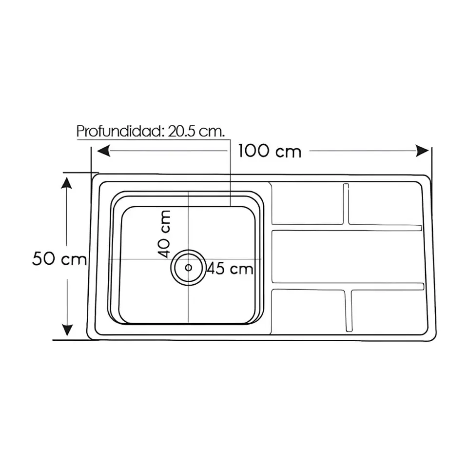 Lavadero de Cocina de Acero Inoxidable con Escurridor Lateral Geometrica 3