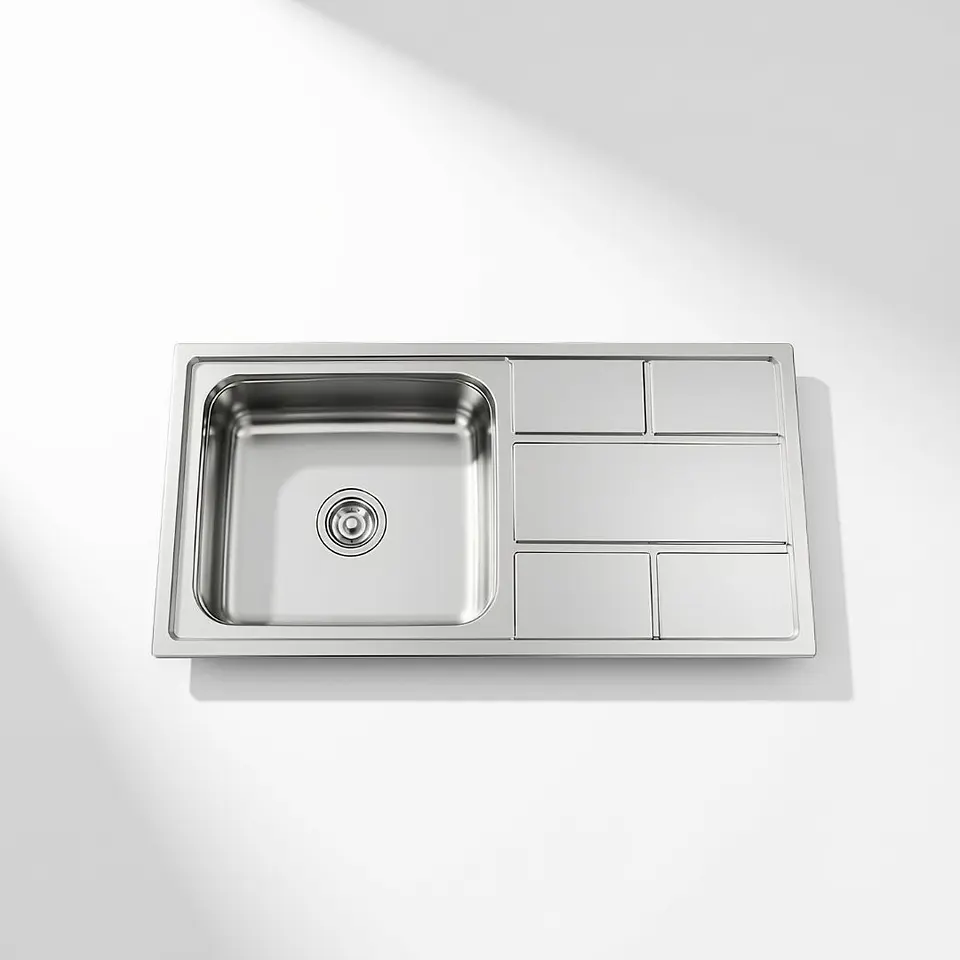 Lavadero de Cocina de Acero Inoxidable con Escurridor Lateral Geometrica 2