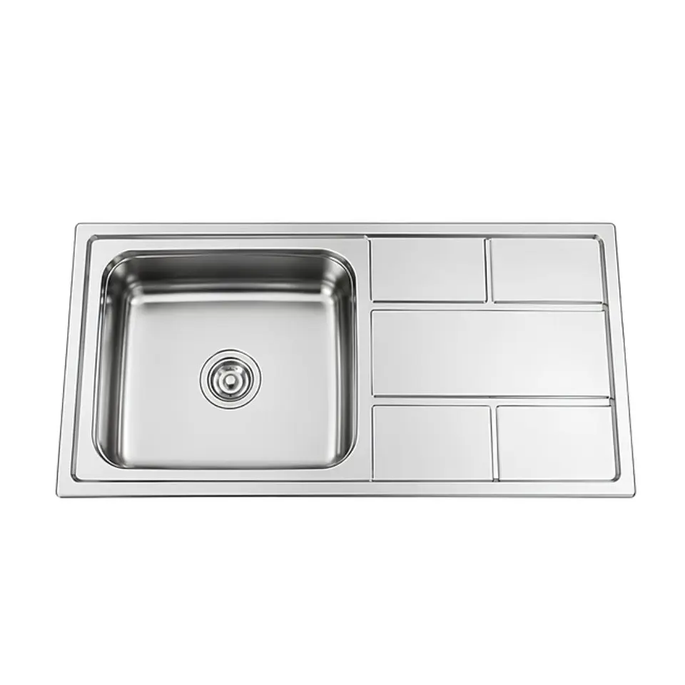 Lavadero de Cocina de Acero Inoxidable con Escurridor Lateral Geometrica 1