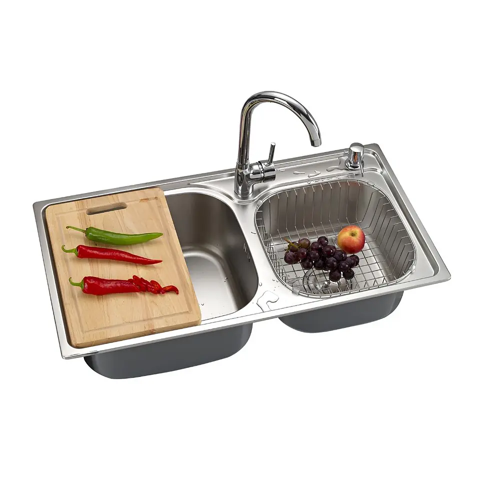 Lavadero de Cocina de Acero Inoxidable de Empotrar con Poza Profunda 2
