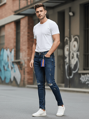 Pantalón Jeans Pitillo Rasgado