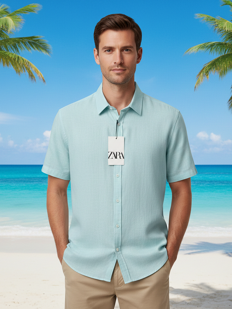 Camisa Lino Manga Corta 2