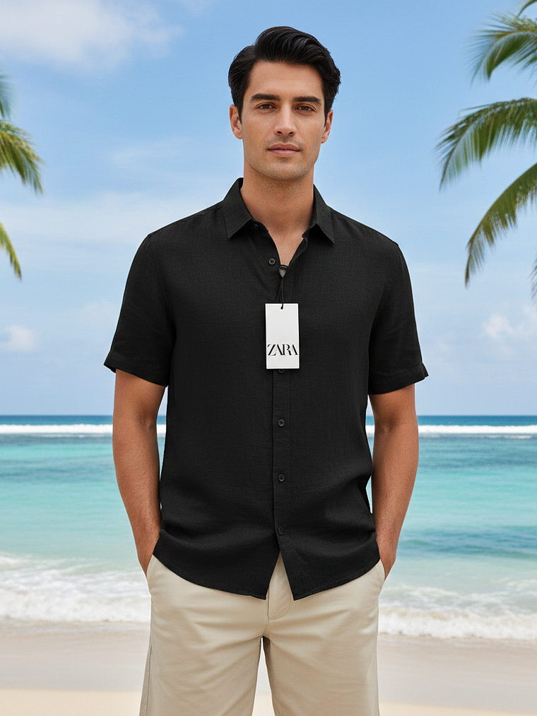 Camisa Lino Manga Corta 3