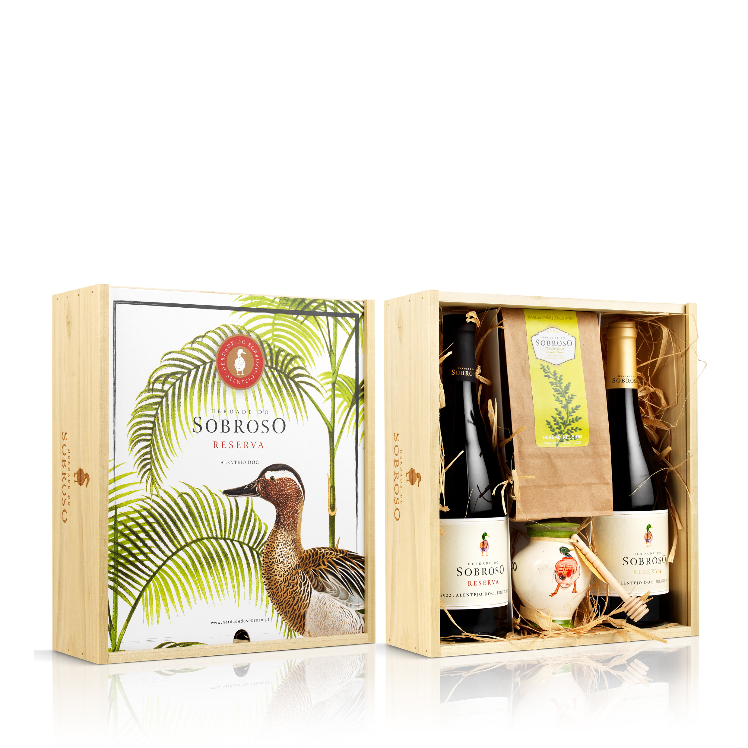 Conjunto Sobroso Reserva Tinto e Branco  Pote mel e Tisanas