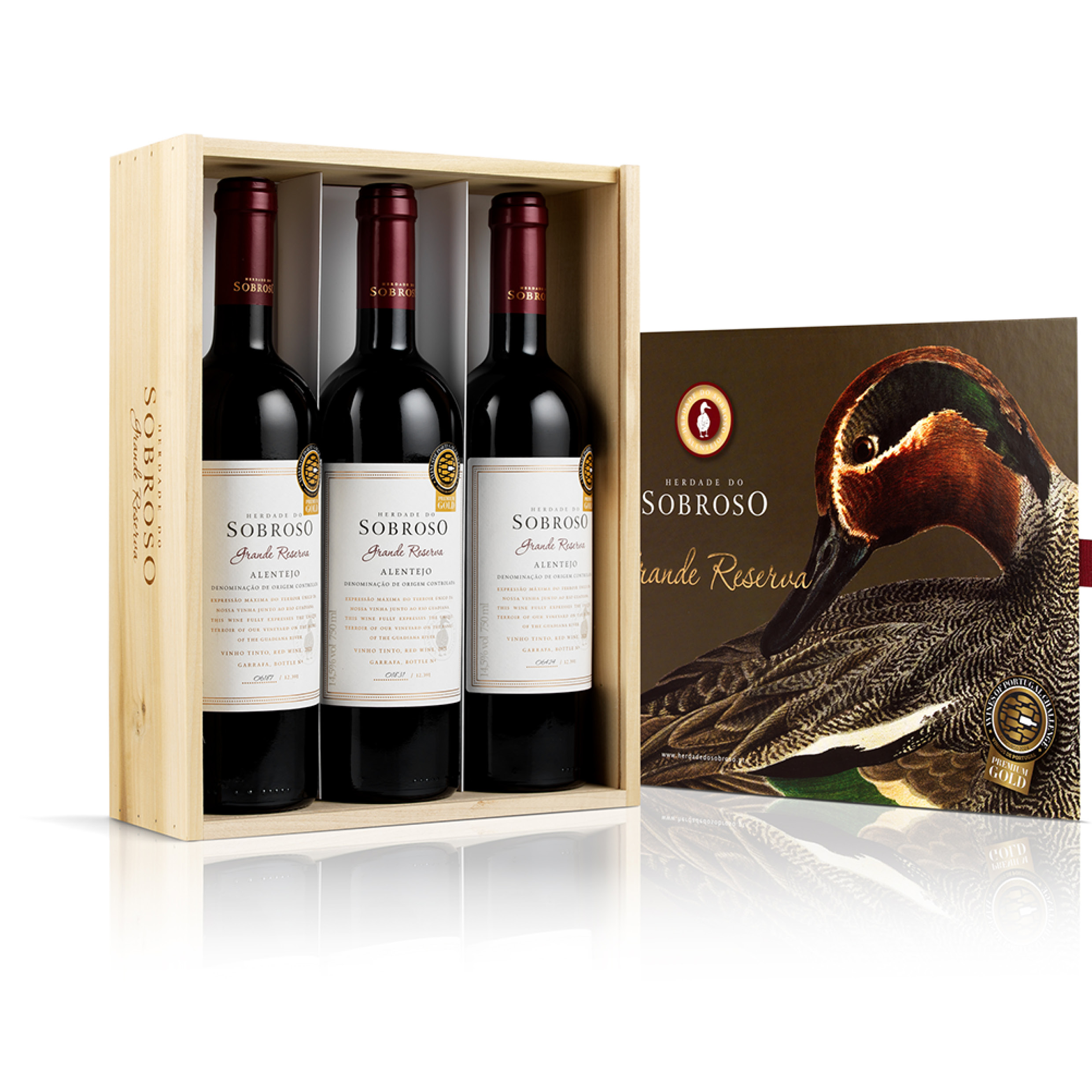 Conjunto Sobroso Grande Reserva Caixa Madeira moldura 