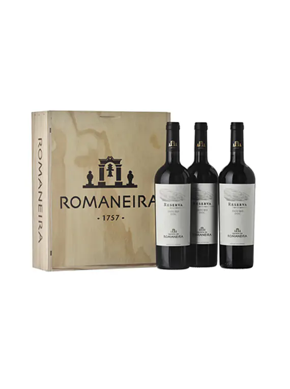 Qta. Romaneira Tinto Reserva caixa madeira 3 Garrafas