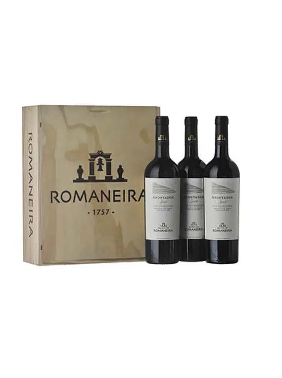 Qta. Romaneira Tinto Syrah Apontador caixa madeira 3 Garrafas