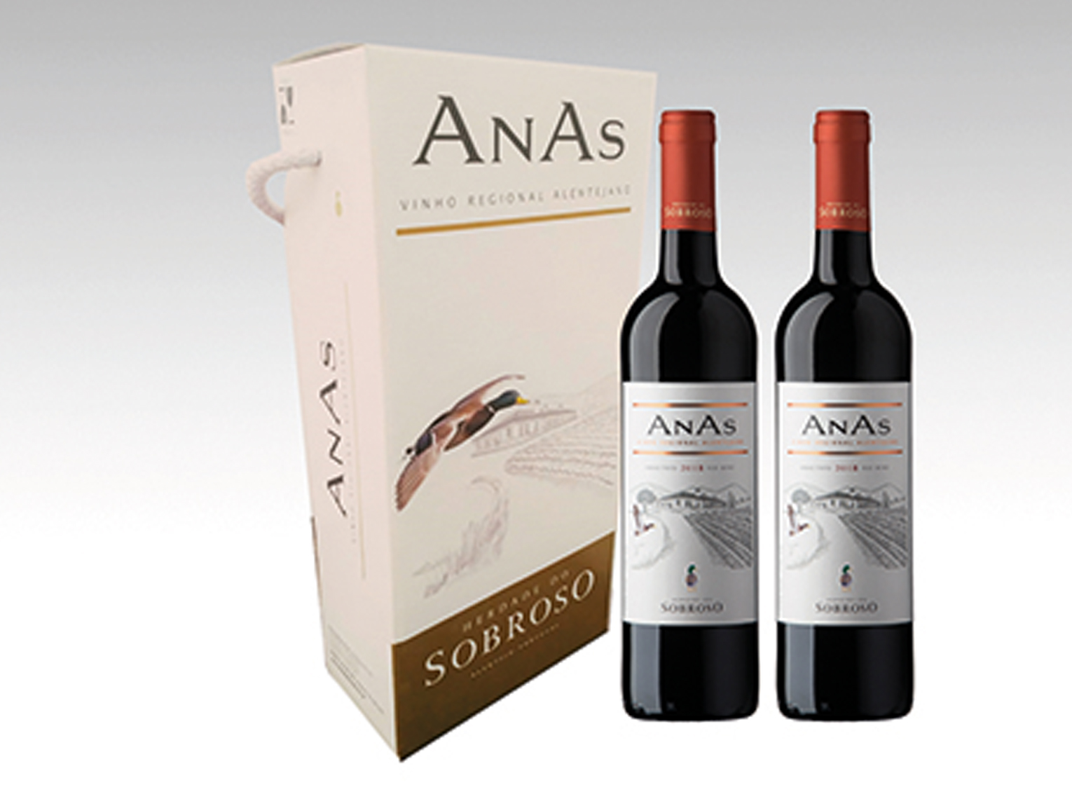 Anas Tinto Caixa cartão 2 garrafas 