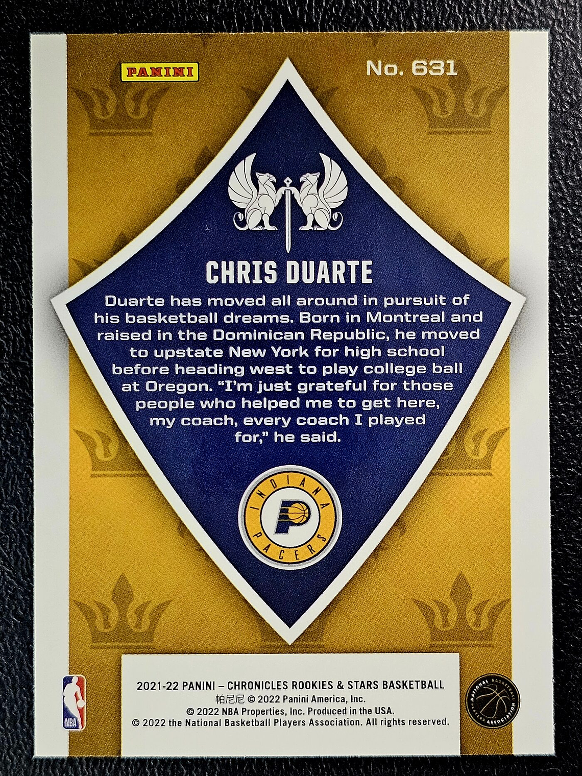 Chris Duarte Rookie Card 2