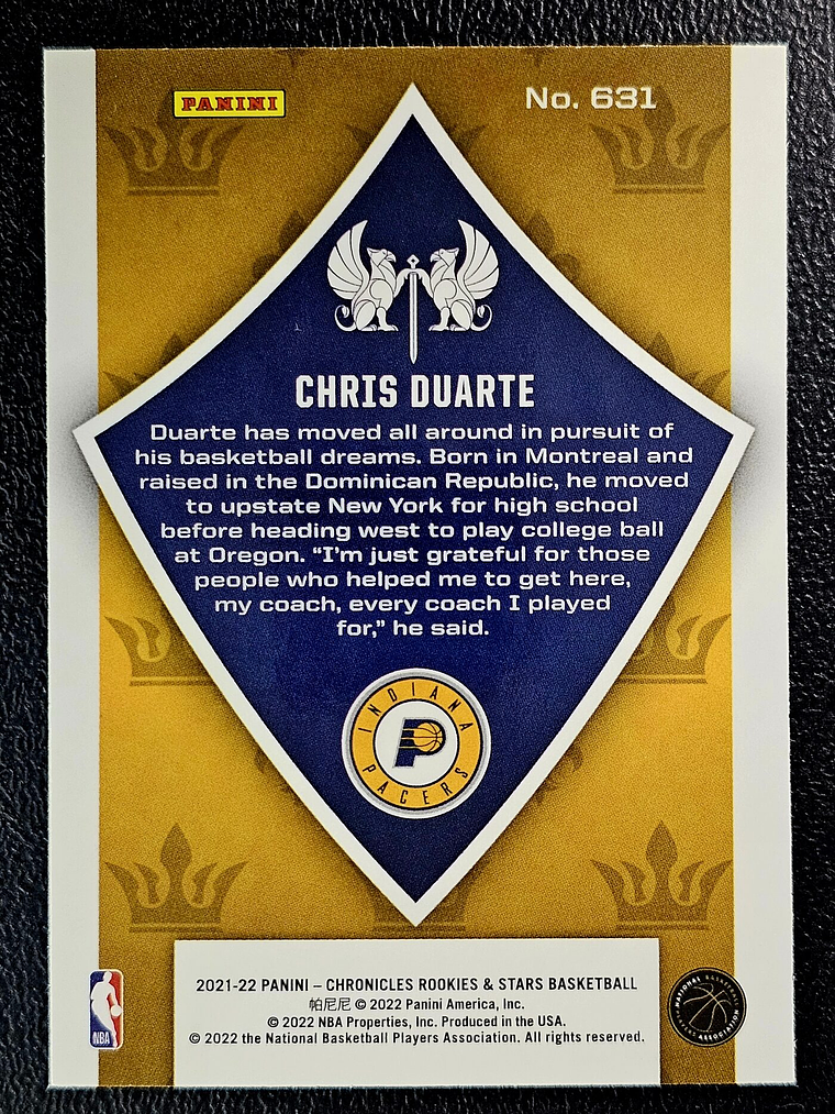 Chris Duarte Rookie Card 2