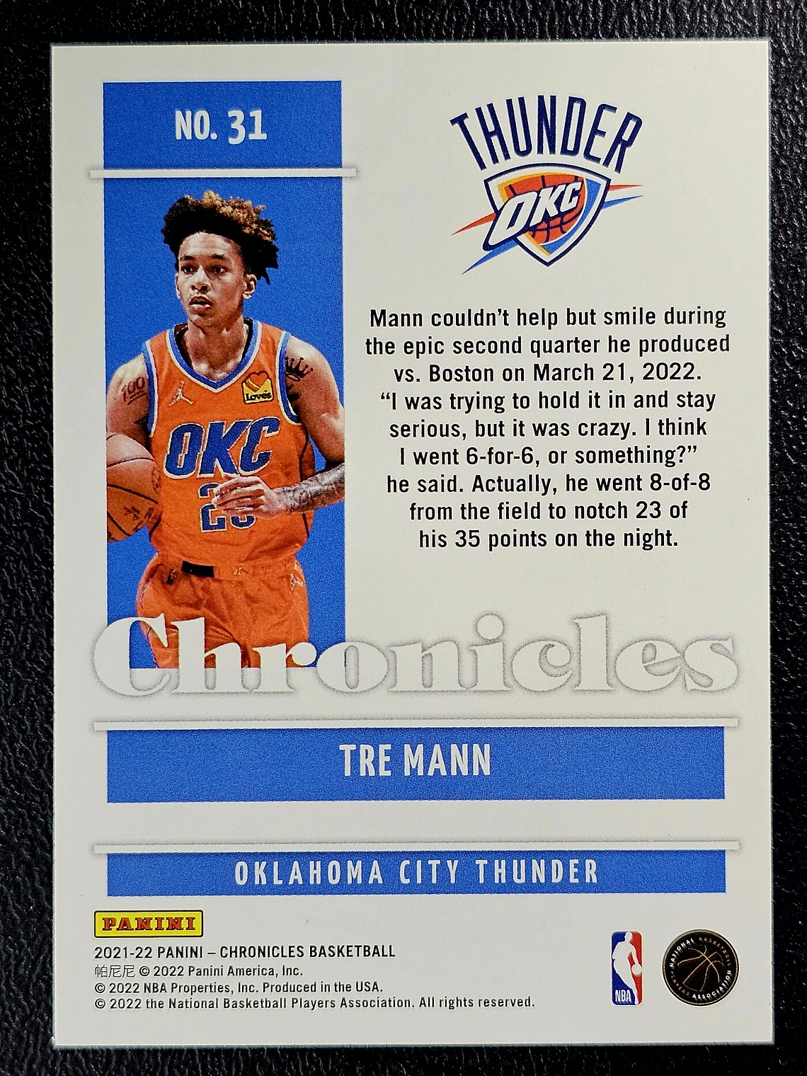 Tre Mann Base Rookie Card 2