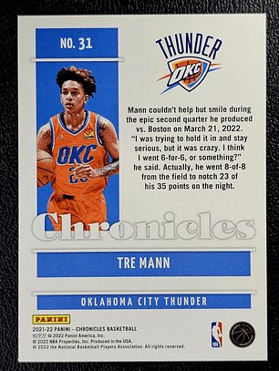 Tre Mann Base Rookie Card