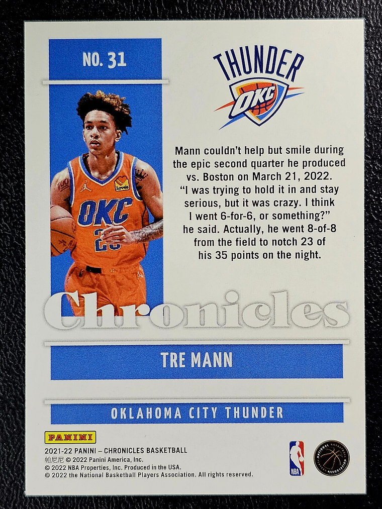Tre Mann Base Rookie Card 2