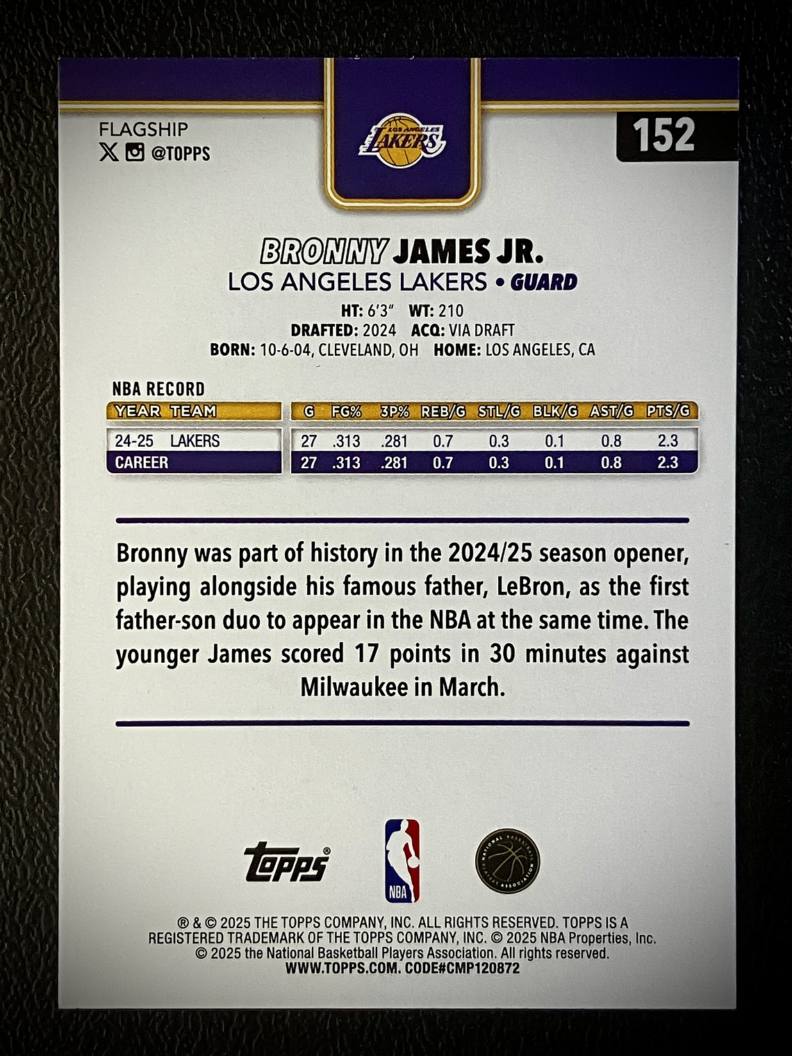 Bronny James Jr. Base Card 2