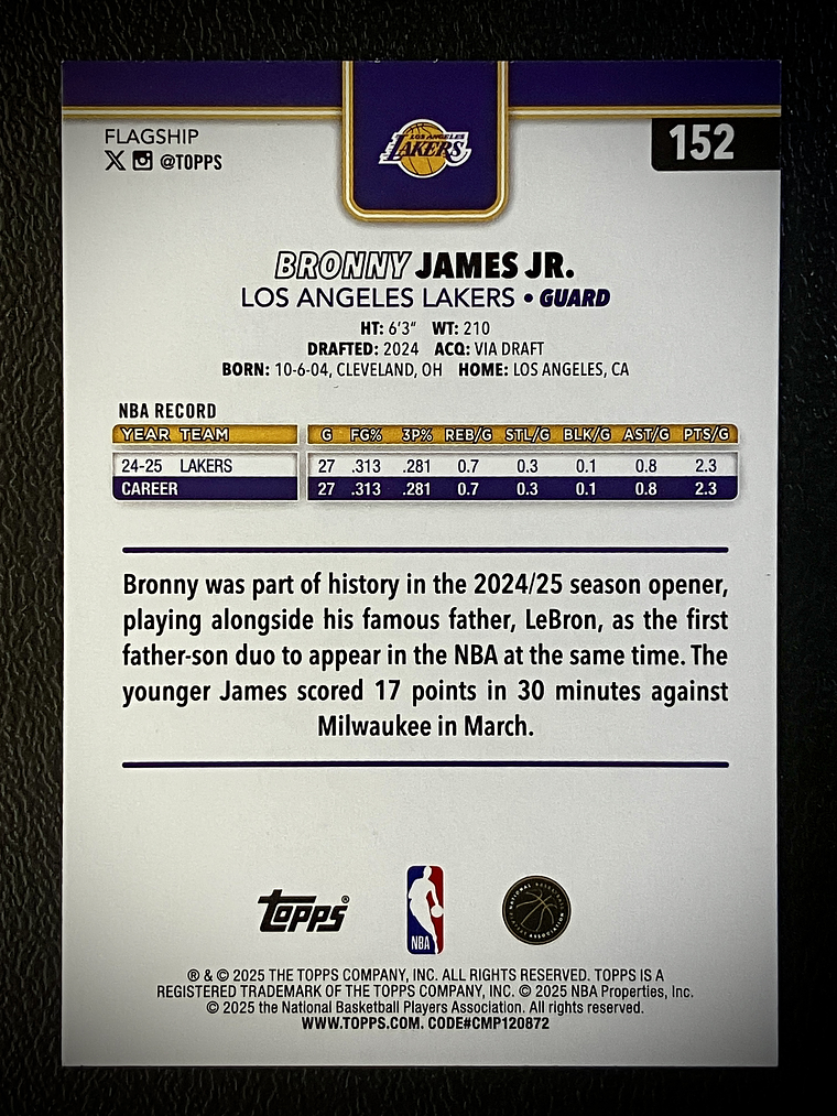 Bronny James Jr. Base Card 2