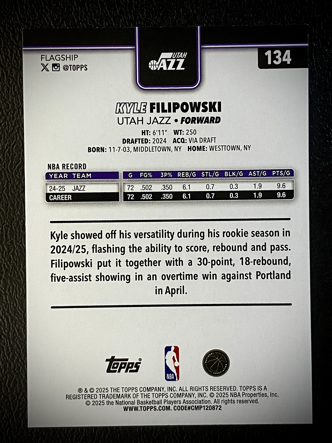 Kyle Filipowski base card 2