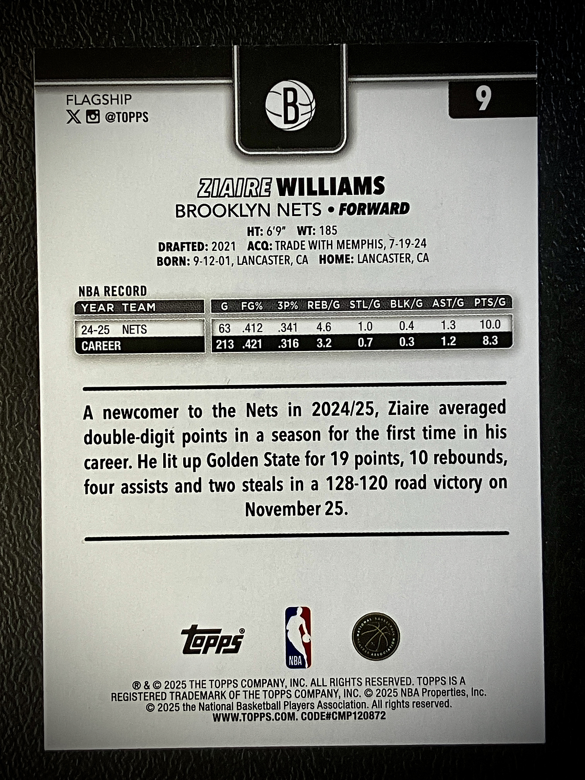Ziaire Williams base card 2