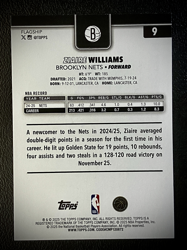 Ziaire Williams base card 2