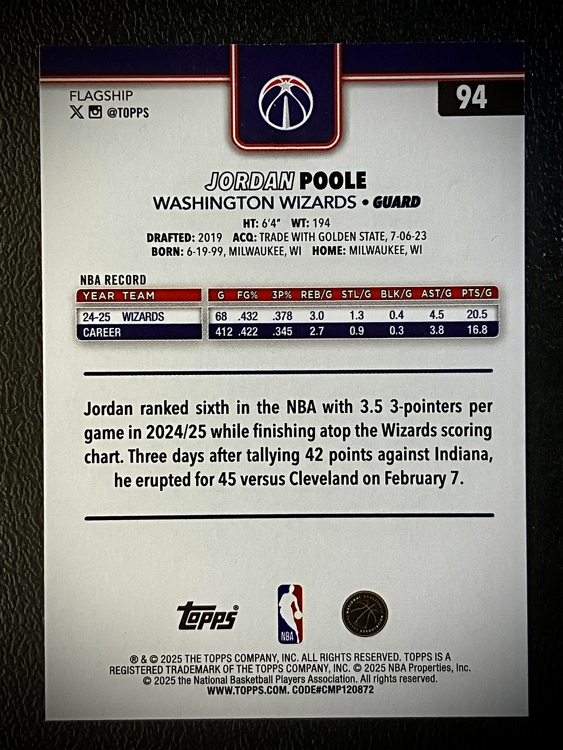  Jordan Poole base card 2