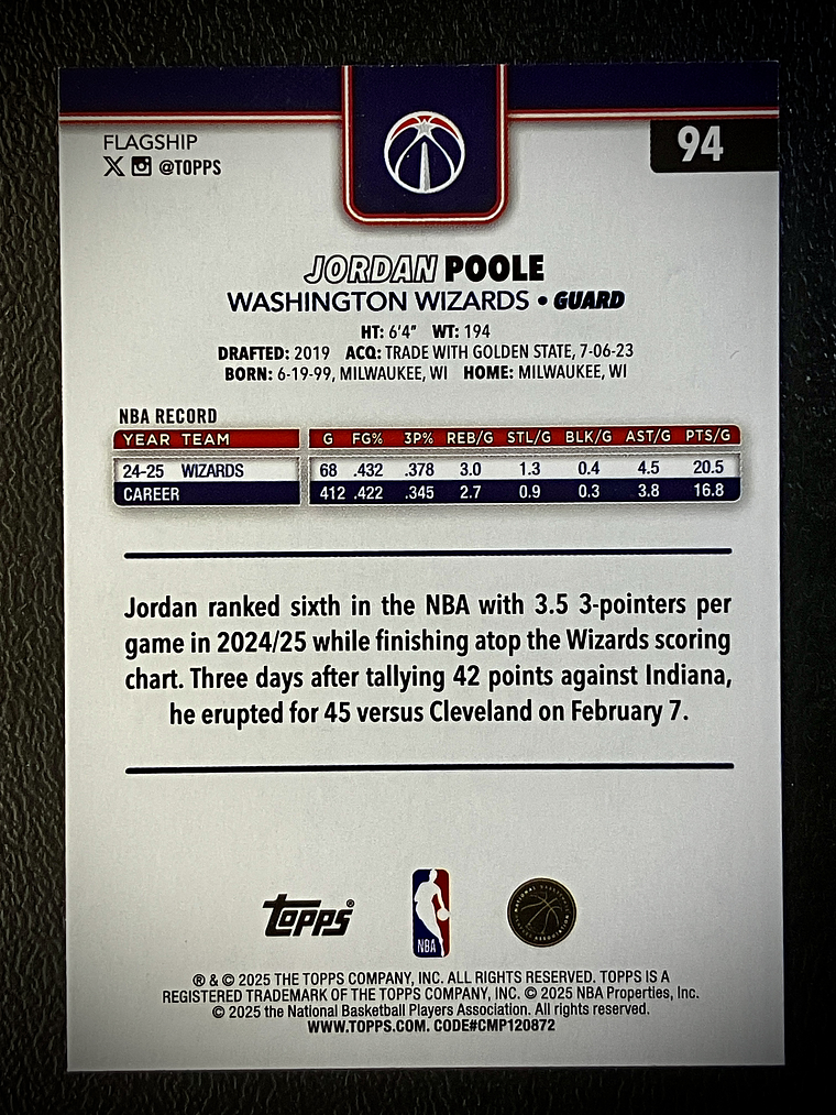  Jordan Poole base card 2