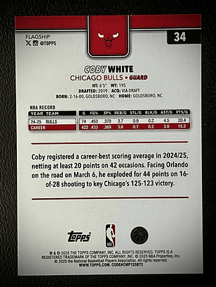 Coby White base card