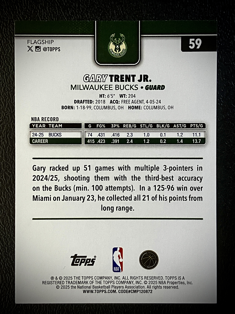 Gary Trent Jr. base card 2