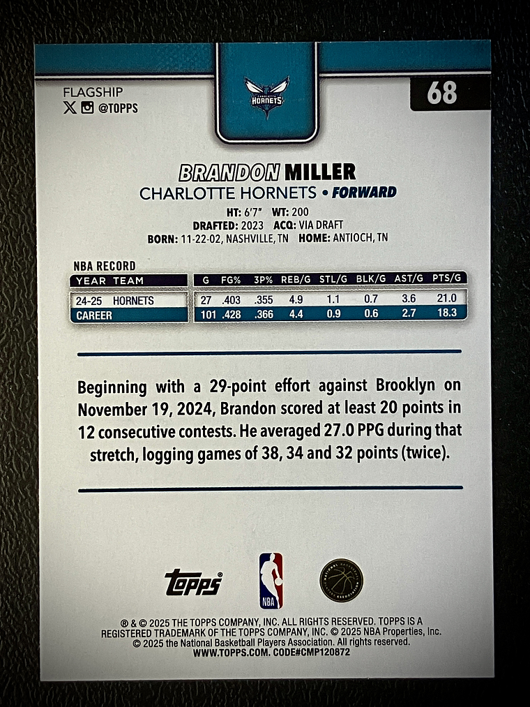 Brandon Miller base card 2
