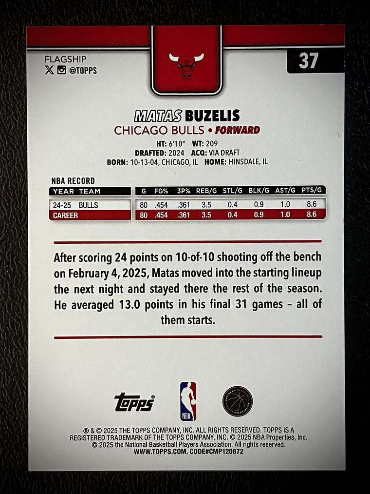 Matas Buzelis base card 2