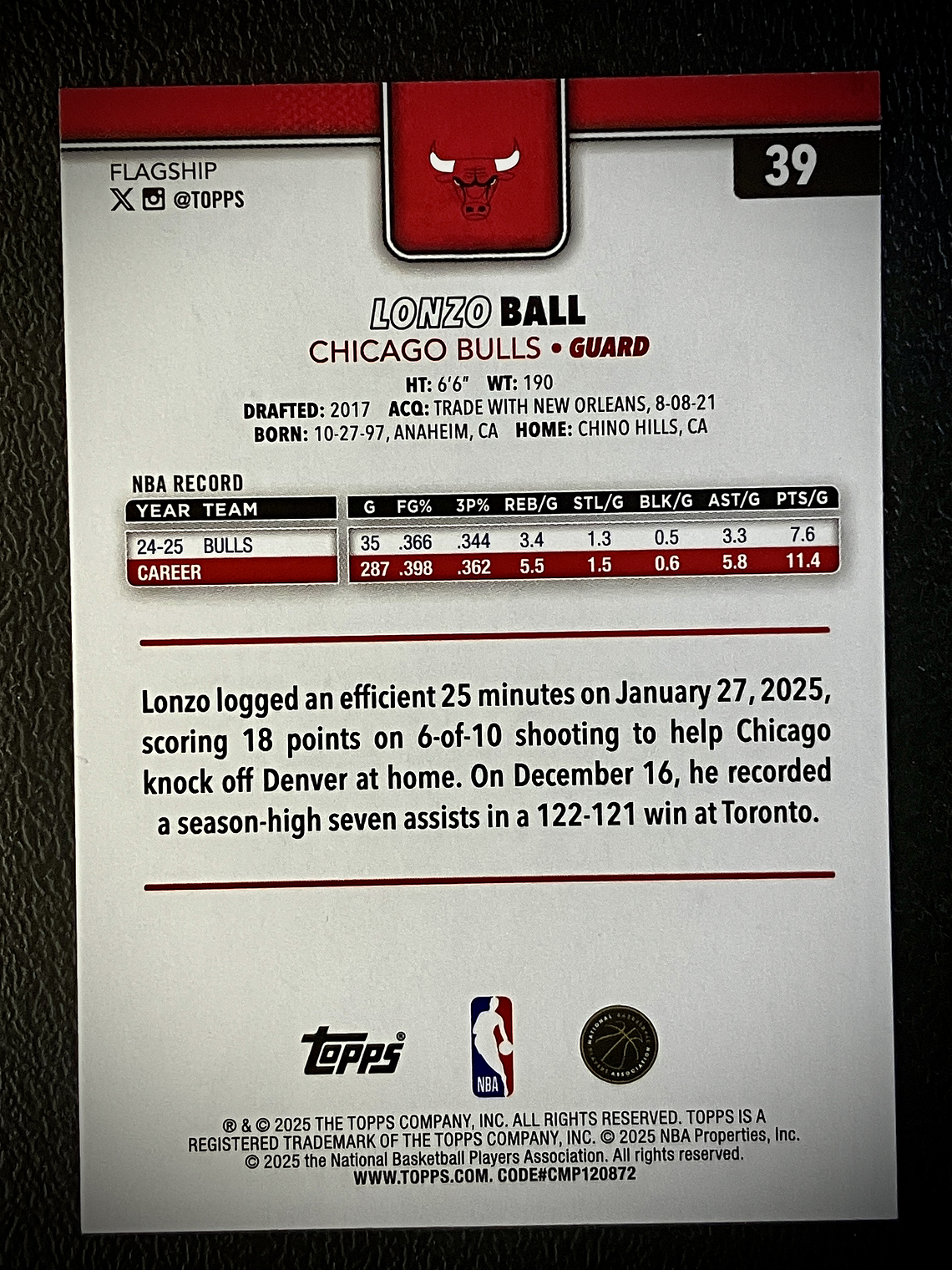Lonzo Ball base card 2