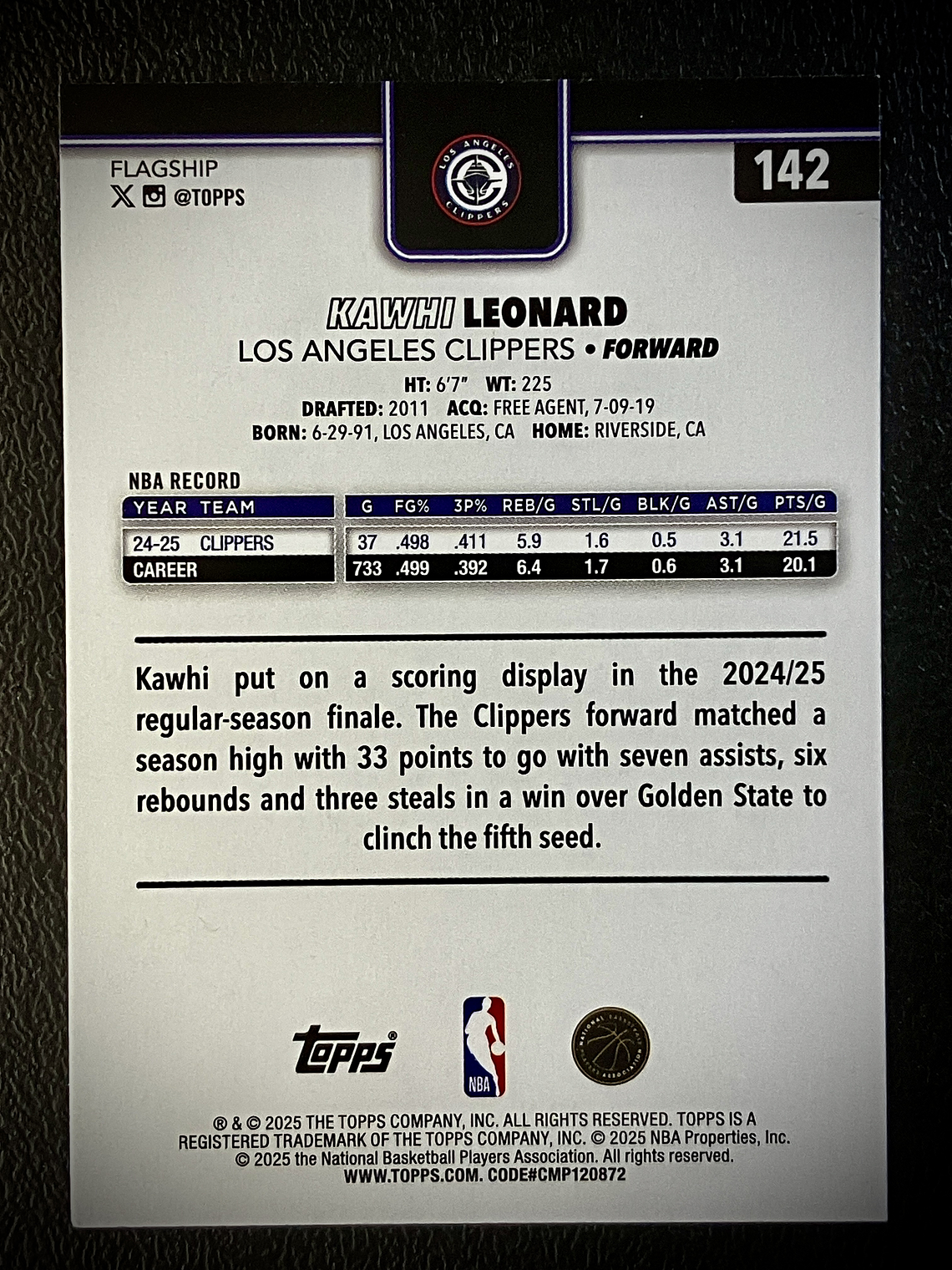Kawhi Leonard base card 2