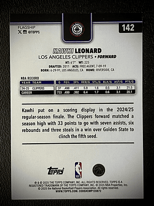 Kawhi Leonard base card