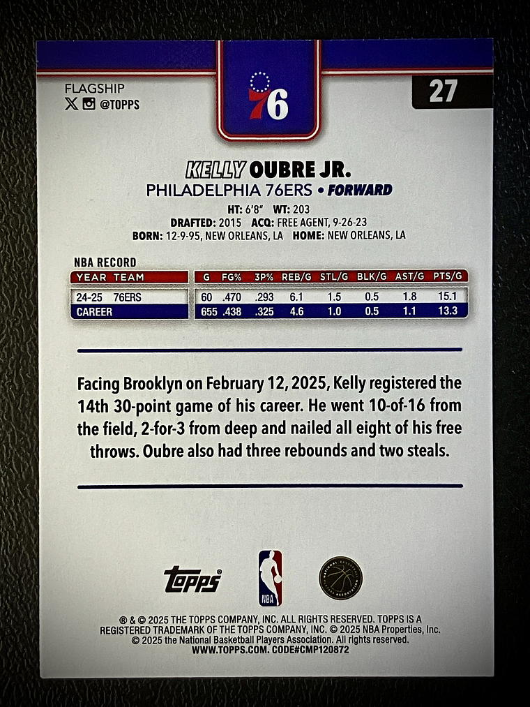  Kelly Oubre Jr. base card 2