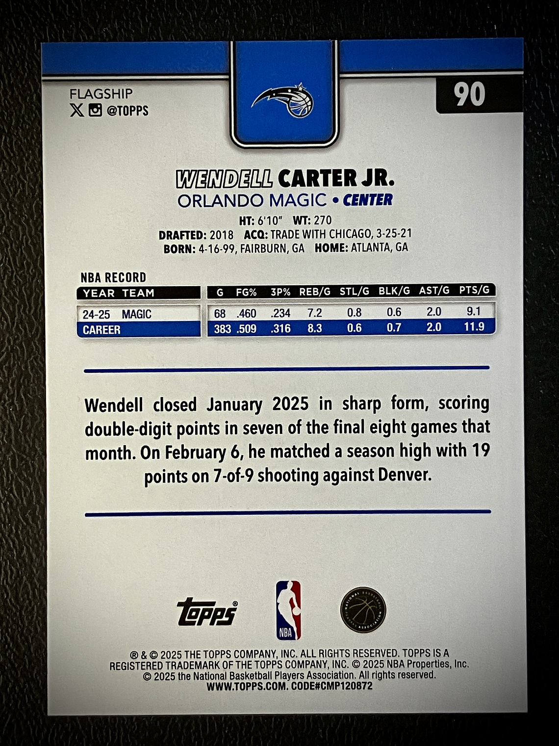  Wendell Carter Jr. base card 2