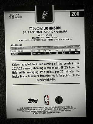 Keldon Johnson base card