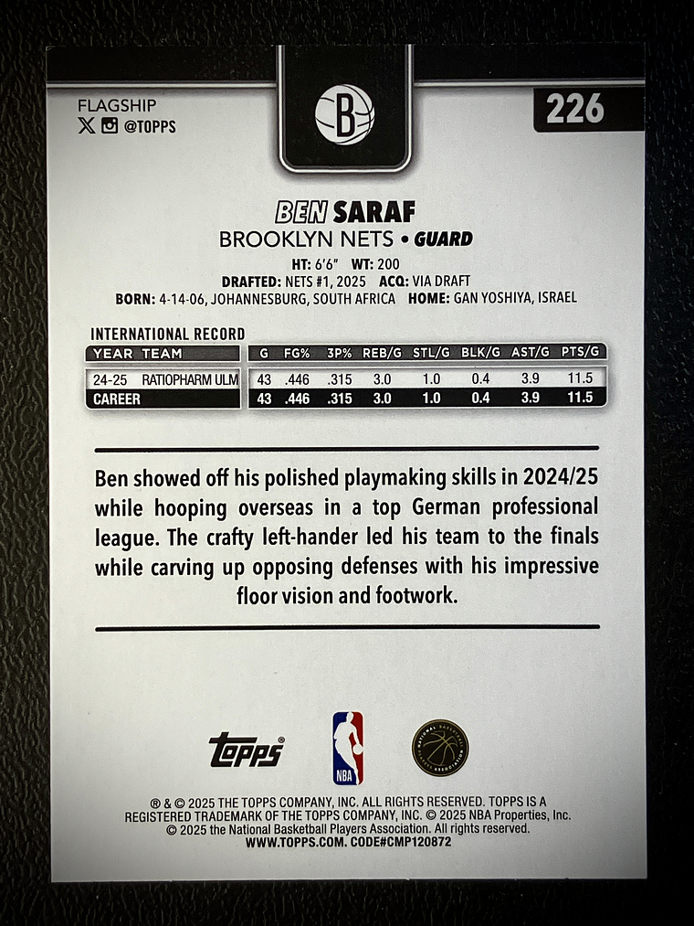 Ben Saraf Rookie Card 2